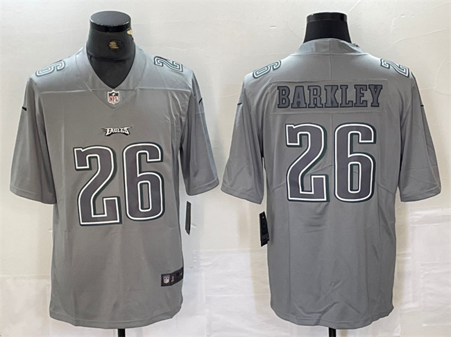 Men's Grey Philadelphia Eagles #26 Saquon Barkley Atmosphere Fashion Stitched Jersey